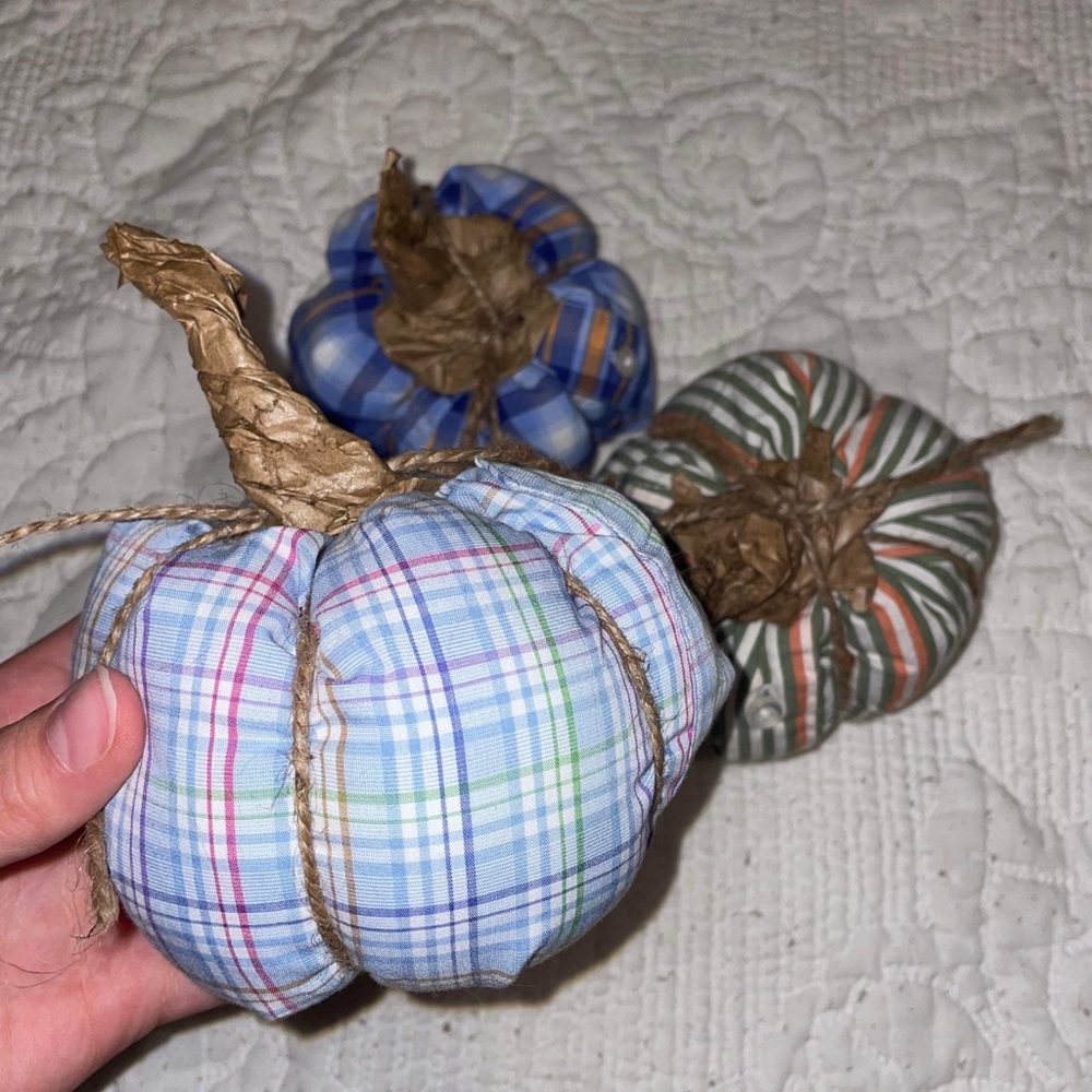 Set of 3 handmade fabric pumpkins